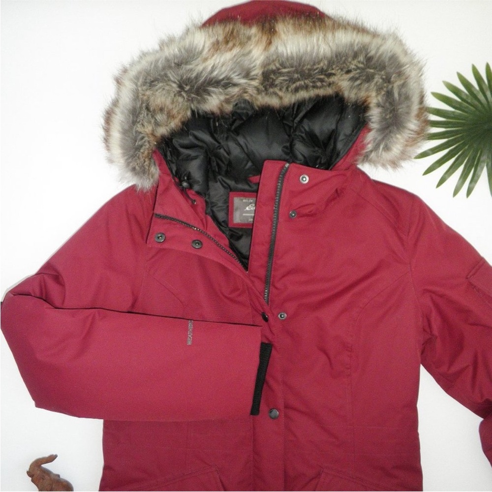 EDDIE BAUER Superior III Down Parka with Faux Fur Hood Dark Berry Small - Picture 6 of 10